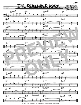 page one of I'll Remember April (Real Book – Melody & Chords – Bass Clef Instruments)