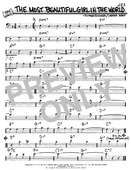 page one of The Most Beautiful Girl In The World (Real Book – Melody & Chords – Bass Clef Instruments)