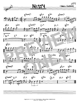 page one of Misty (Real Book – Melody & Chords – Bass Clef Instruments)