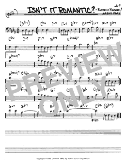 page one of Isn't It Romantic? (Real Book – Melody & Chords – Bass Clef Instruments)