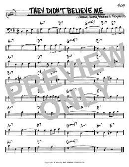 page one of They Didn't Believe Me (Real Book – Melody & Chords – Bass Clef Instruments)