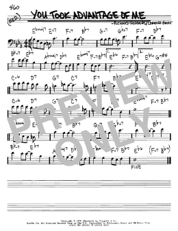 page one of You Took Advantage Of Me (Real Book – Melody & Chords – Bass Clef Instruments)