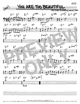 page one of You Are Too Beautiful (Real Book – Melody & Chords – Bass Clef Instruments)