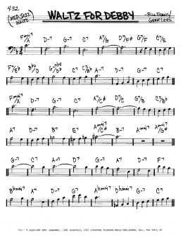 page one of Waltz For Debby (Real Book – Melody & Chords – Bass Clef Instruments)