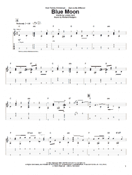 page one of Blue Moon (Guitar Tab)