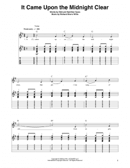page one of It Came Upon The Midnight Clear (Guitar Tab (Single Guitar))