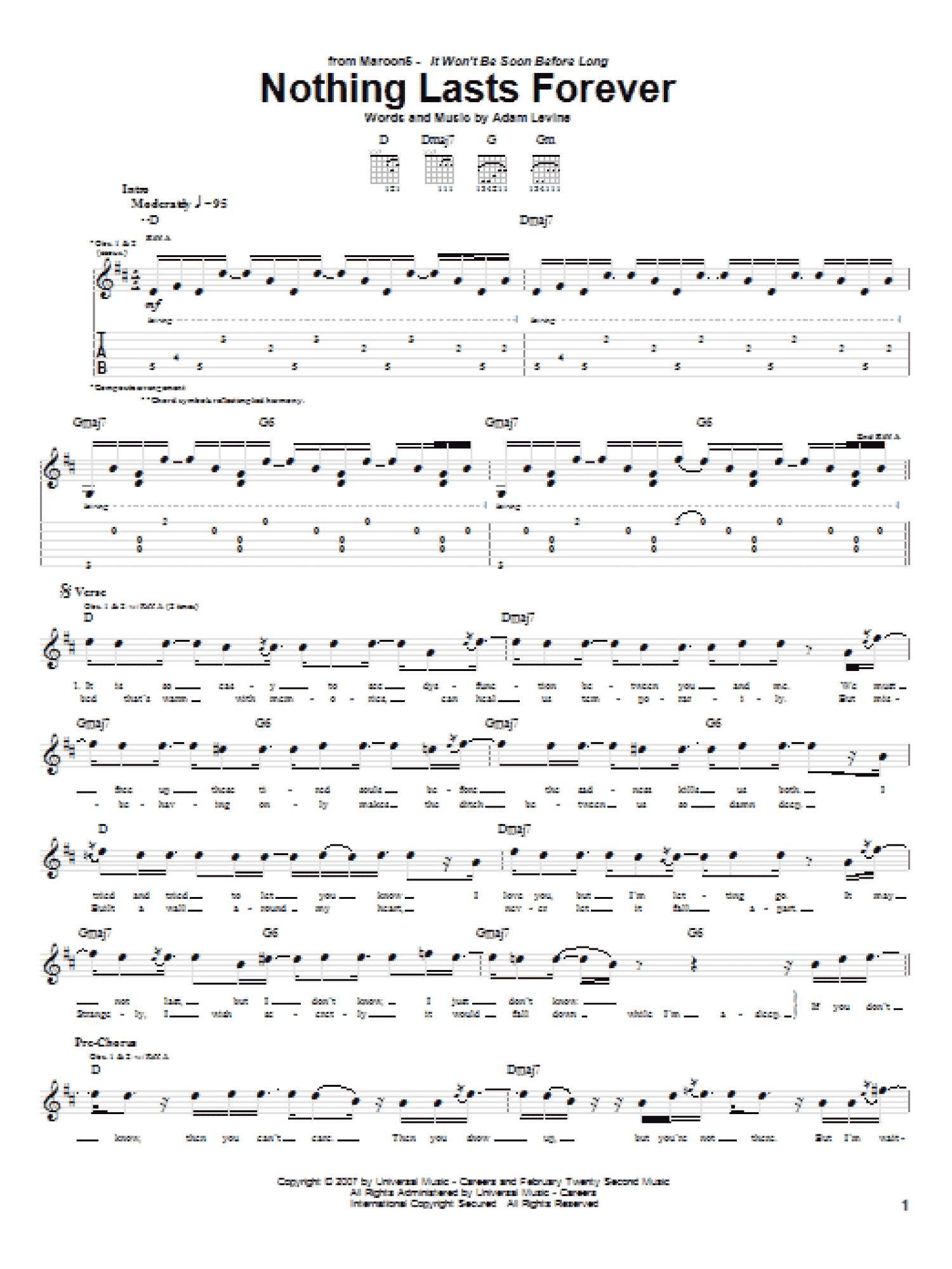 Nothing Lasts Forever (Guitar Tab)