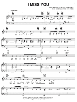 page one of I Miss You (Piano, Vocal & Guitar Chords (Right-Hand Melody))