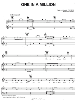 page one of One In A Million (Piano, Vocal & Guitar Chords (Right-Hand Melody))