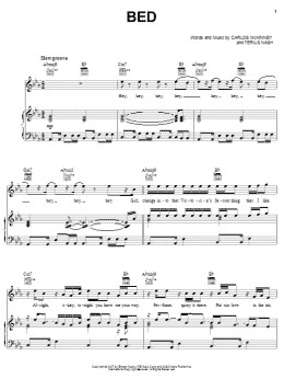 page one of Bed (Piano, Vocal & Guitar Chords (Right-Hand Melody))