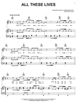 page one of All These Lives (Piano, Vocal & Guitar Chords (Right-Hand Melody))