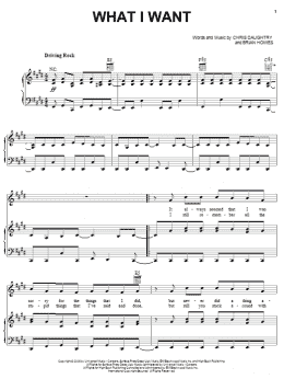 page one of What I Want (Piano, Vocal & Guitar Chords (Right-Hand Melody))
