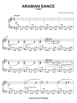 page one of Arabian Dance (Coffee) (from The Nutcracker) (Piano Solo)