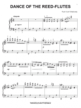 page one of Dance Of The Reed-Flutes (from The Nutcracker) (Piano Solo)
