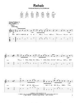 page one of Rehab (Easy Guitar Tab)