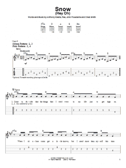 page one of Snow (Hey Oh) (Easy Guitar Tab)