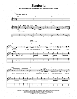 page one of Santeria (Guitar Tab (Single Guitar))