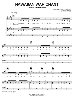 page one of Hawaiian War Chant (Ta-Hu-Wa-Hu-Wai) (Piano, Vocal & Guitar Chords (Right-Hand Melody))
