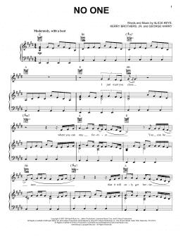 page one of No One (Piano, Vocal & Guitar Chords (Right-Hand Melody))