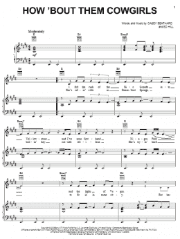 page one of How 'Bout Them Cowgirls (Piano, Vocal & Guitar Chords (Right-Hand Melody))