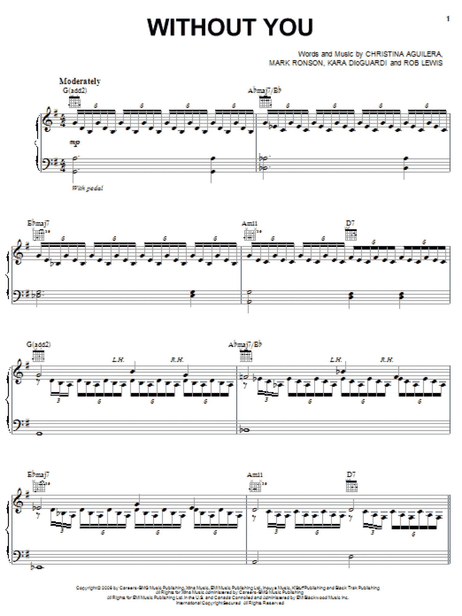 Without You (Piano, Vocal & Guitar Chords (Right-Hand Melody))