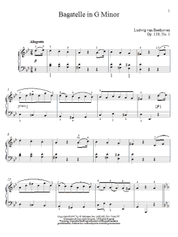 page one of Bagatelle In G Minor, Op. 119, No. 1 (Piano Solo)