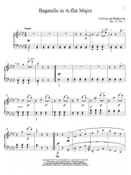 page one of Bagatelle In A-flat Major, Op. 33, No. 7 (Piano Solo)