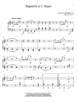page one of Bagatelle In C Major, Op. 33, No. 2 (Piano Solo)