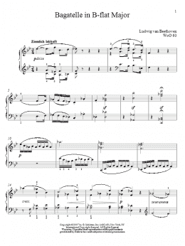 page one of Bagatelle In B-flat Major, WoO 60 (Piano Solo)