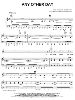 page one of Any Other Day (Piano, Vocal & Guitar Chords (Right-Hand Melody))