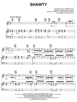 page one of Shawty (Piano, Vocal & Guitar Chords (Right-Hand Melody))