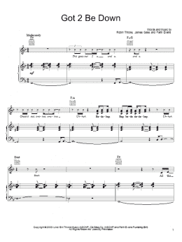 page one of Got 2 Be Down (Piano, Vocal & Guitar Chords (Right-Hand Melody))