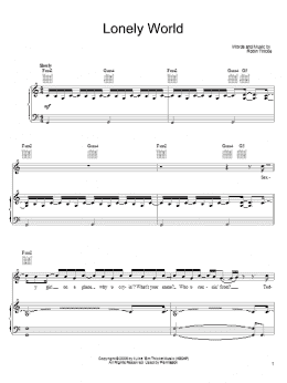 page one of Lonely World (Piano, Vocal & Guitar Chords (Right-Hand Melody))