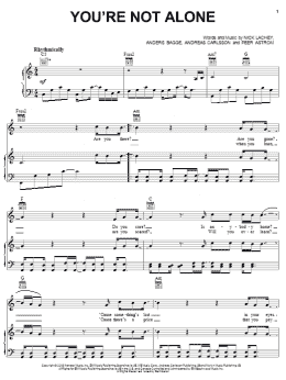page one of You're Not Alone (Piano, Vocal & Guitar Chords (Right-Hand Melody))