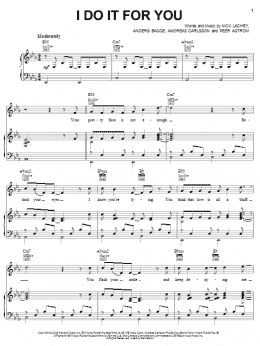 page one of I Do It For You (Piano, Vocal & Guitar Chords (Right-Hand Melody))
