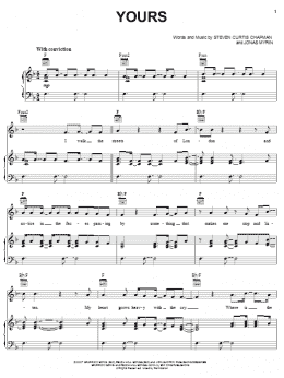 page one of Yours (Piano, Vocal & Guitar Chords (Right-Hand Melody))
