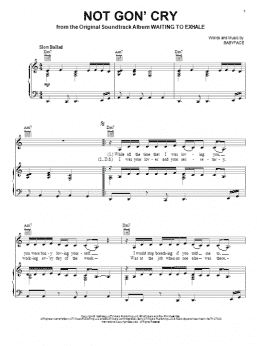 page one of Not Gon' Cry (Piano, Vocal & Guitar Chords (Right-Hand Melody))