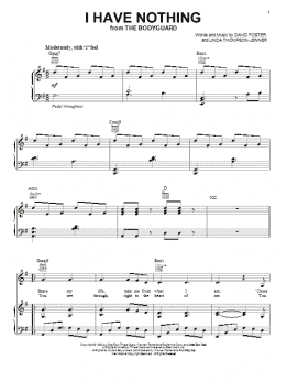 page one of I Have Nothing (Piano, Vocal & Guitar Chords (Right-Hand Melody))