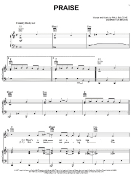 page one of Praise (Piano, Vocal & Guitar Chords (Right-Hand Melody))