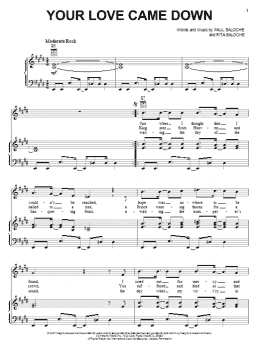 page one of Your Love Came Down (Piano, Vocal & Guitar Chords (Right-Hand Melody))