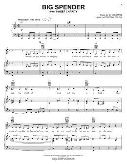 page one of Big Spender (Piano, Vocal & Guitar Chords (Right-Hand Melody))