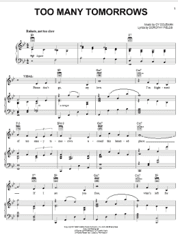 page one of Too Many Tomorrows (Piano, Vocal & Guitar Chords (Right-Hand Melody))