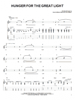 page one of Hunger For The Great Light (Guitar Tab)