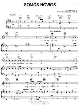 page one of Somos Novios (duet with Christina Aguilera) (Piano, Vocal & Guitar Chords (Right-Hand Melody))