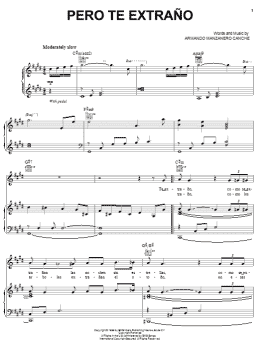 page one of Pero Te Extrano (Piano, Vocal & Guitar Chords (Right-Hand Melody))