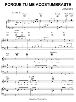 page one of Porque Tu Me Acostumbraste (Piano, Vocal & Guitar Chords (Right-Hand Melody))