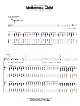 page one of Motherless Child (Guitar Tab)
