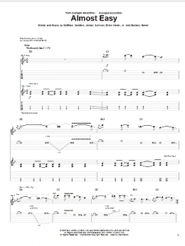 page one of Almost Easy (Guitar Tab)