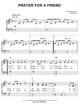 page one of Prayer For A Friend (Easy Piano)