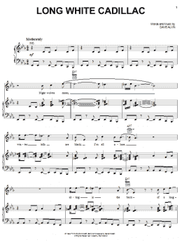 page one of Long White Cadillac (Piano, Vocal & Guitar Chords (Right-Hand Melody))